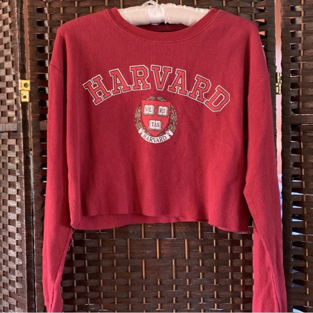 Long Sleeve Harvard Crop Top | Size L | Forever 21 | Free with Purchase